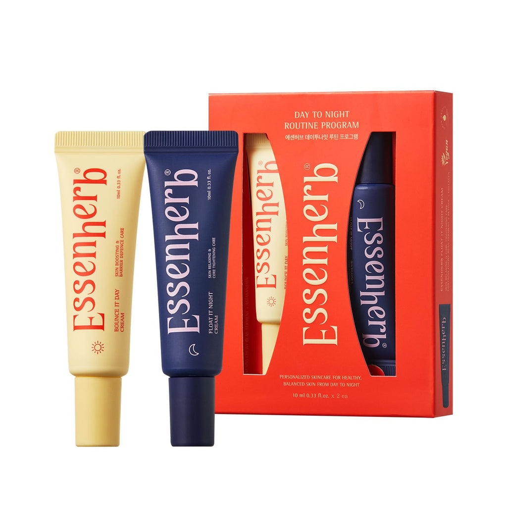 Day to Night Routine Program Mini – Bounce It Day Cream & Float It Night Cream | Soybean Extract, Retinol & Ceramide for Glass Skin | Trial & Travel Size Korean Skincare Set (0.33 fl oz EA)