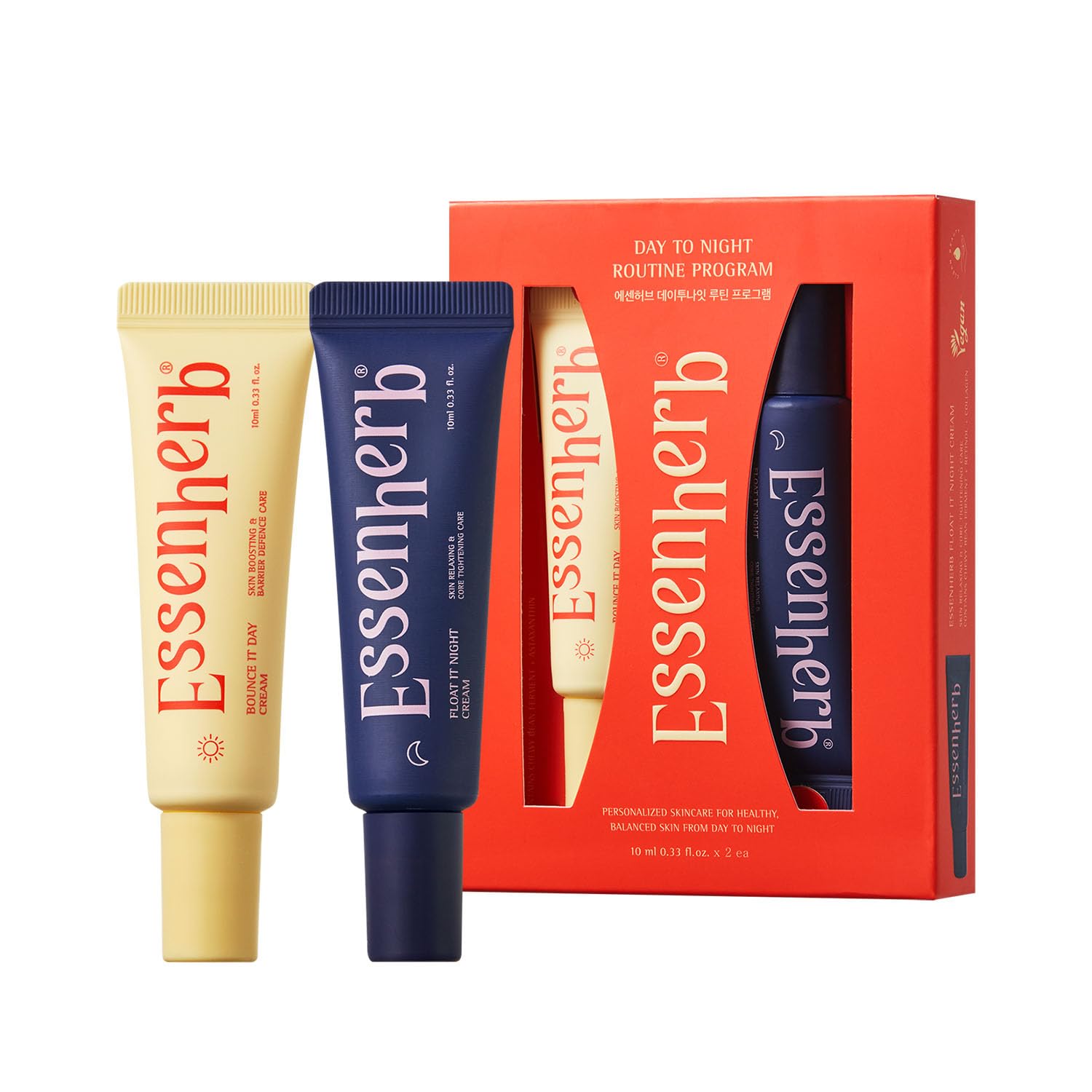 Day to Night Routine Program Mini – Bounce It Day Cream & Float It Night Cream | Soybean Extract, Retinol & Ceramide for Glass Skin | Trial & Travel Size Korean Skincare Set (0.33 fl oz EA)
