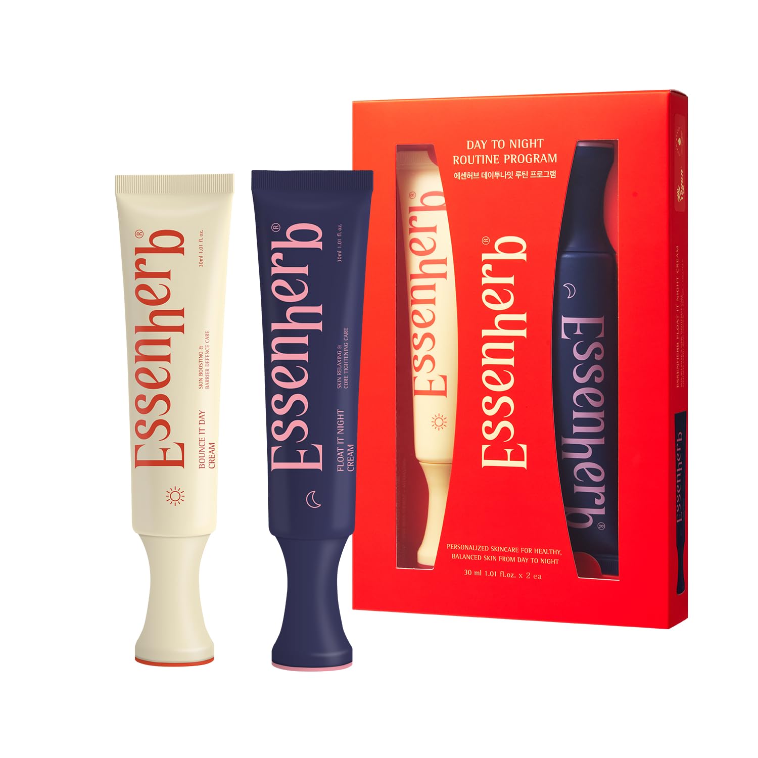 Day to Night Routine Program Mini – Bounce It Day Cream & Float It Night Cream | Soybean Extract, Retinol & Ceramide for Glass Skin | Trial & Travel Size Korean Skincare Set (0.33 fl oz EA)
