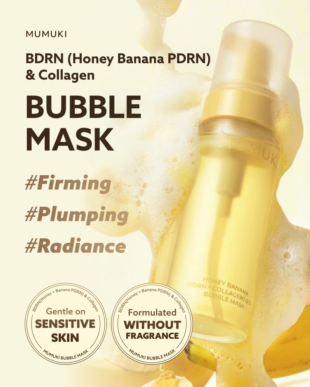 Honey Banana BDRN Bubble Mask | Hydrating & Exfoliating Skin Booster Toner with Plant PDRN, Panthenol & Hyaluronic Acid | Korean Skincare, 5.07 fl oz