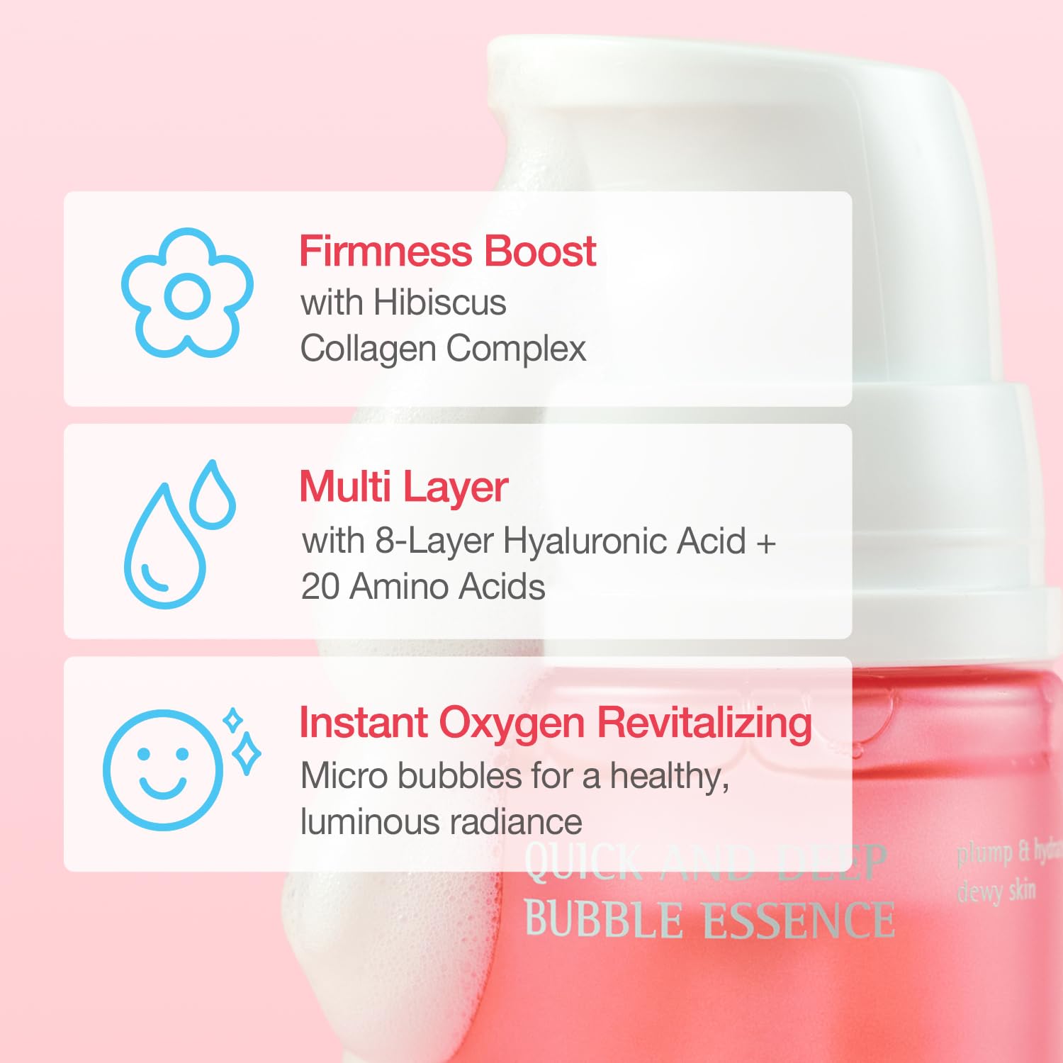 Quick & Deep Oxy-Bubble Essence | Firming & Glow Serum with Collagen, Peptide & Niacinamide | Fast Absorption & Makeup-Ready | Korean Skincare 3.28 fl oz