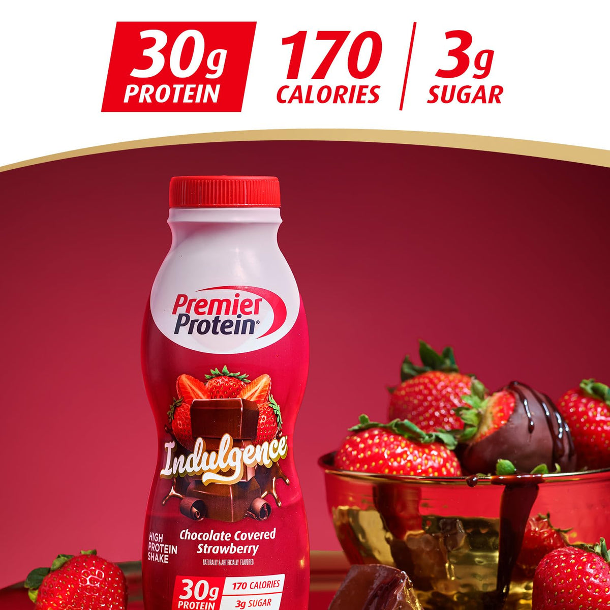 Premier Protein INDULGENCE 30g Shake, White Chocolate Raspberry, 12 Pack