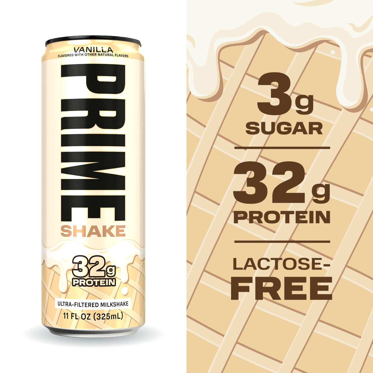 PRIME Shakes, Chocolate, 32g Protein Shake for Muscle Support & Recovery, Ultra-Filtered Milk, Lactose Free, Low Sugar, Low Calorie, Ready to Drink, 11 fl oz, 12 Pack