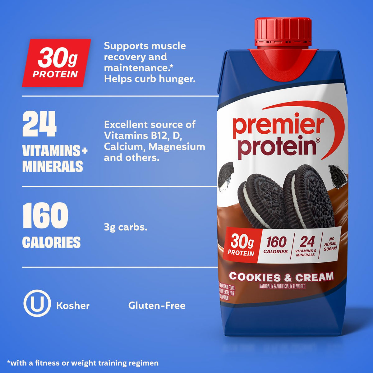 Premier Protein Shake, Liquid, Chocolate Peanut Butter, 30g Protein, Bottle, Gluten Free, 11 fl oz, 12 Pack