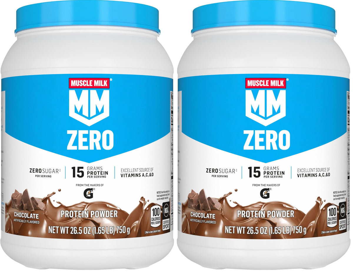 Muscle Milk ZERO, 100 Calorie Protein Powder, Chocolate, 15g Protein, 1.65 Pound, 25 Servings