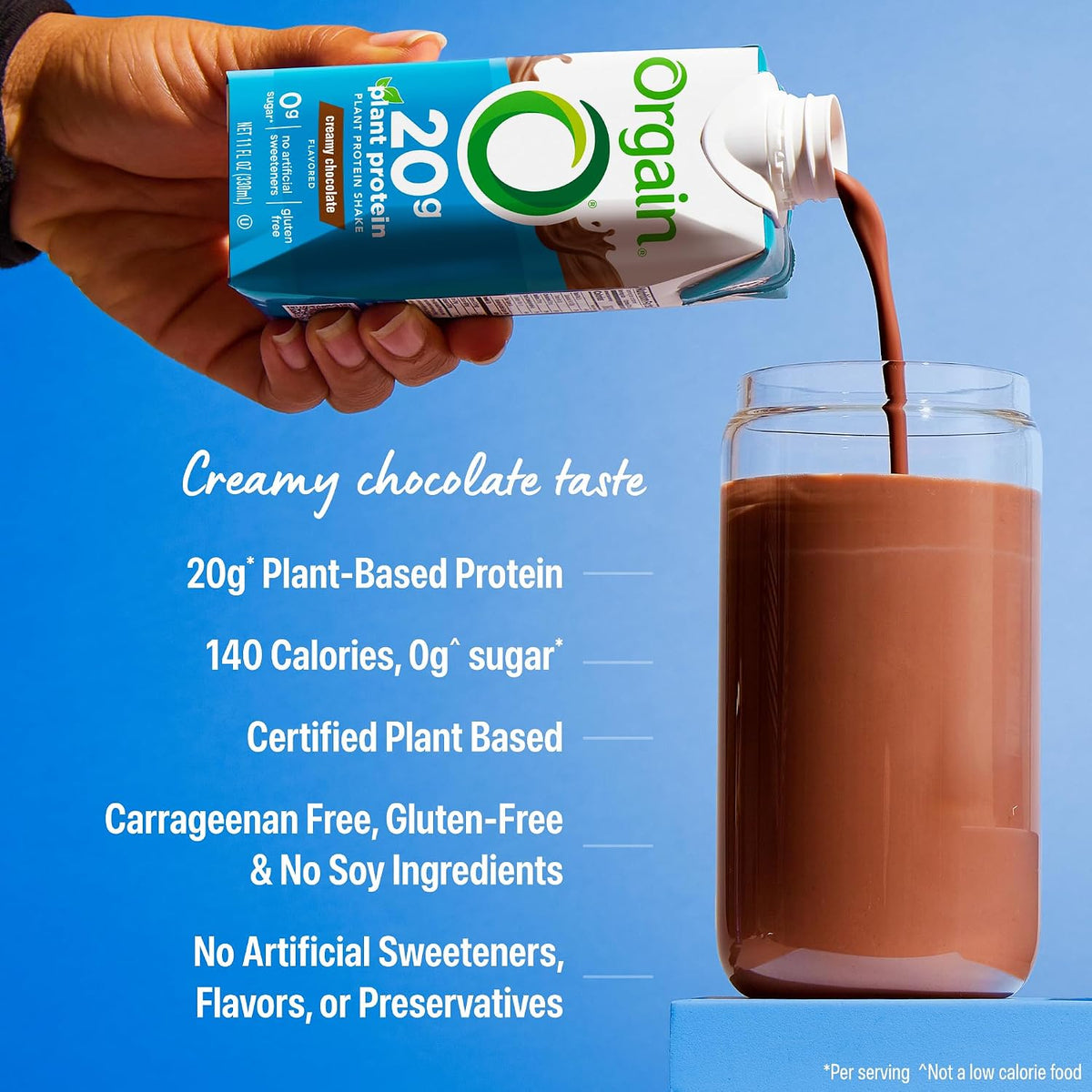 Orgain Organic 20g Vegan High Protein Shake, Chocolate, 11 oz, 12pk