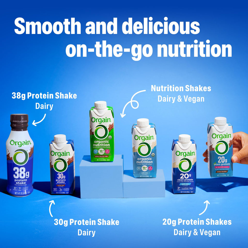 Orgain Organic 20g Vegan High Protein Shake, Chocolate, 11 oz, 12pk