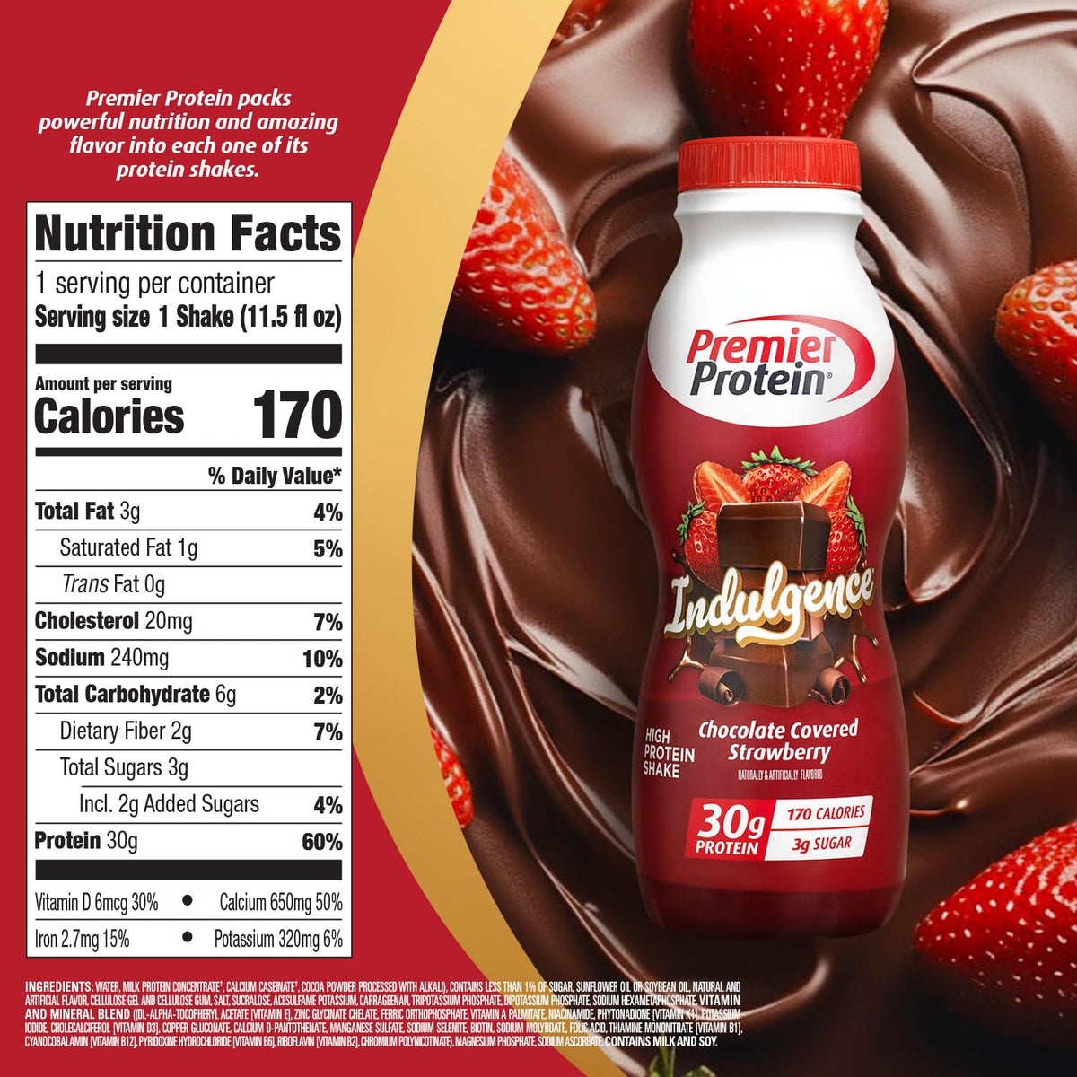 Premier Protein INDULGENCE 30g Shake, White Chocolate Raspberry, 12 Pack