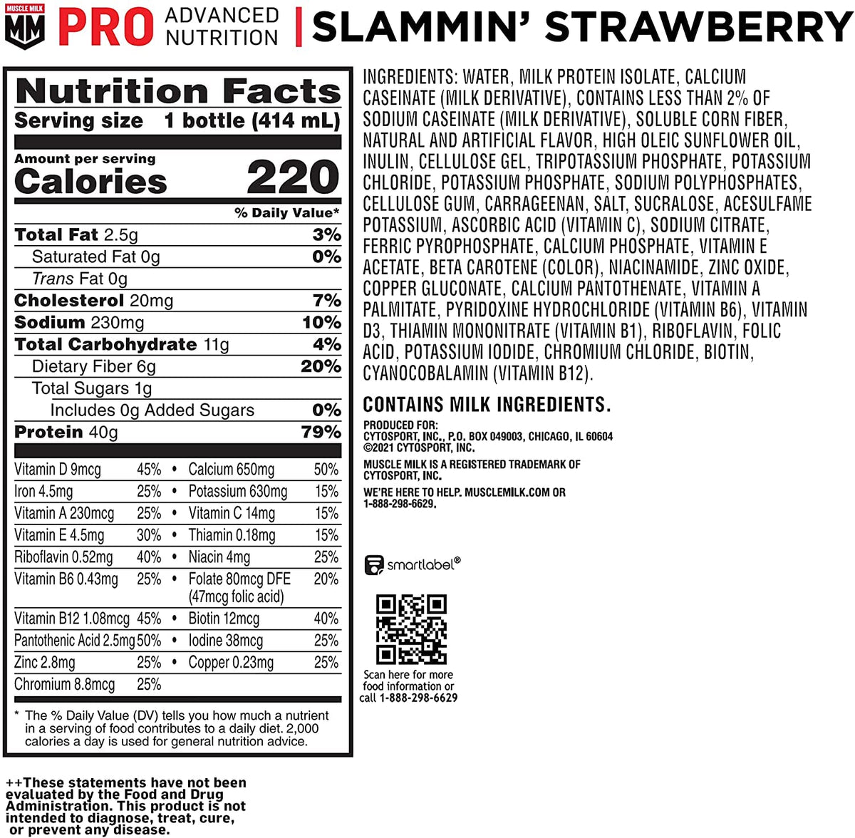 Muscle Milk Pro Advanced Nutrition Protein Shake, Intense Vanilla, 14 Fl Oz Bottle, 12 Pack, 40g Protein, 1g Sugar, 16 Vitamins & Minerals, 6g Fiber, Workout Recovery, Packaging May Vary