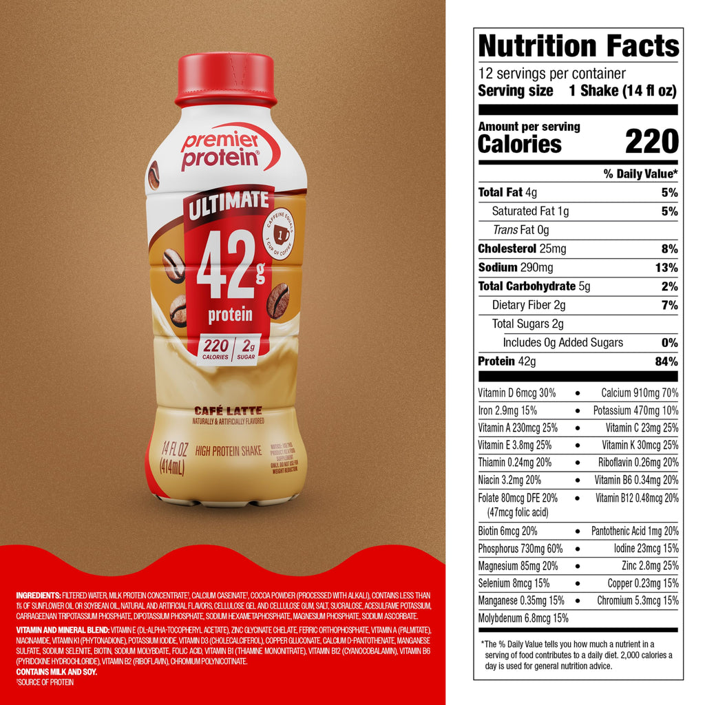 Premier Protein ULTIMATE 42g High Protein Shake, Chocolate, 12 Pack