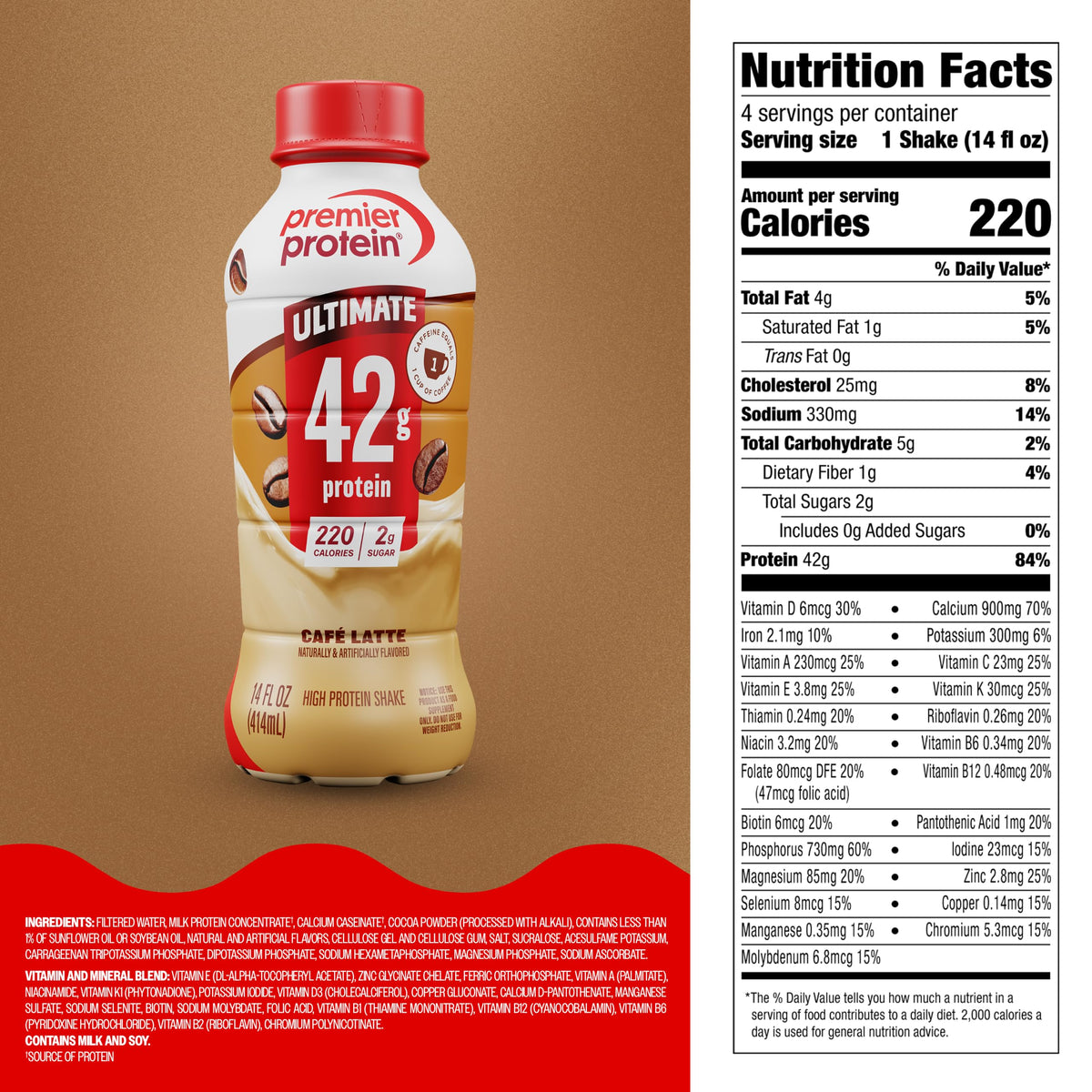 Premier Protein ULTIMATE 42g High Protein Shake, Chocolate, 12 Pack